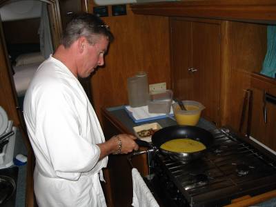 Chef Bradely cooks the egg - note the quantity in the bowl!