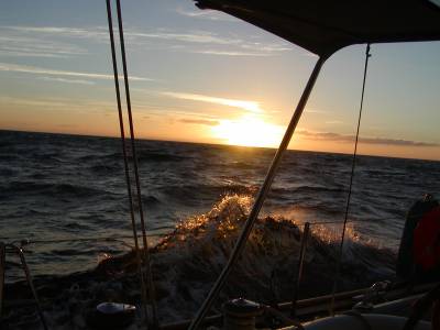 Sunset on a long day of sailing