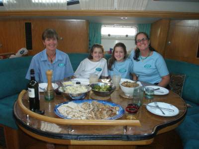 Christmas dinner in our Shear Madness shirts