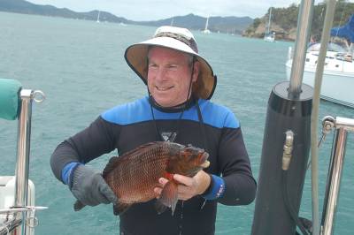 Bradley with the night's dinner