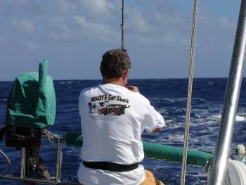 Dave tries in vain to catch a fish