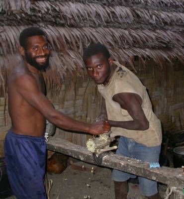Grinding the kava root