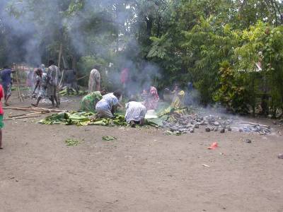 The village prepares the wedding feast