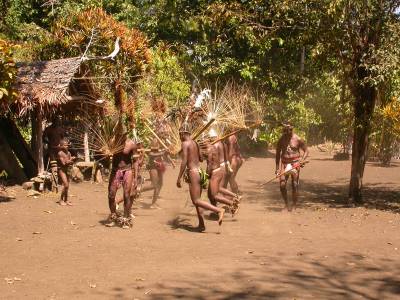 Dancers performing the "yam dance"
