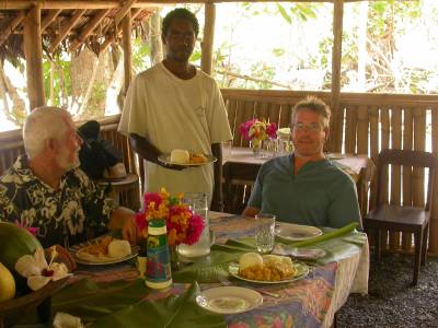 Lunch is served by chef Steven at the Rose Bay Bungalows