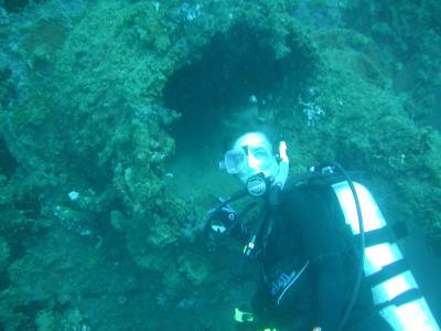 Kathy at a depth of 130 feet on the Coolidge