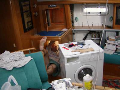 Bradley works in the washer cabinet